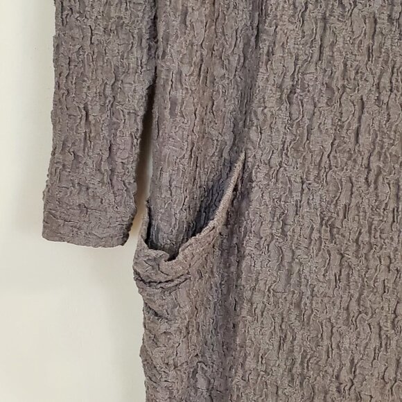 Kathleen Sommers Sz M Long Cardigan Sweater Top Slouchy Lagenlook Textured Taupe - Picture 5 of 6